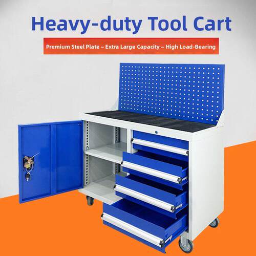 重型加厚工具车多抽屉式带锁可移动工具柜车间维修五金推车可定制