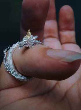 【乘龙】腾龙指关节戒指佛系盘龙创意指环个性男友精致礼物