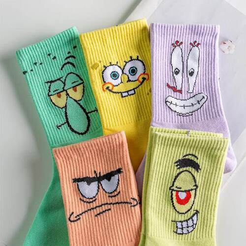 Kawaii Men Socks Happy Funny Cartoon Socks Cotton Casual Cou