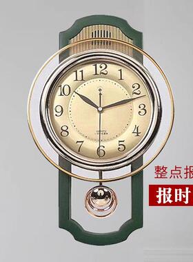客厅摆钟创意挂钟整点音乐报时时钟艺术装饰挂表欧式静音石英钟表