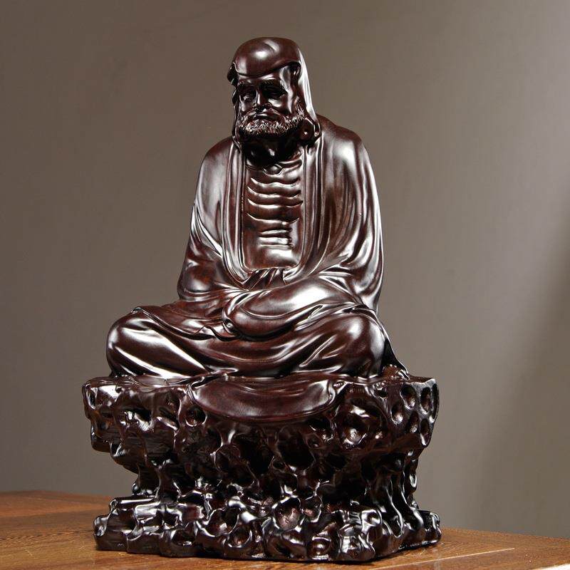 黑檀木雕刻达摩祖师摆件实木中式禅意家居客厅玄关装饰摆设工艺品