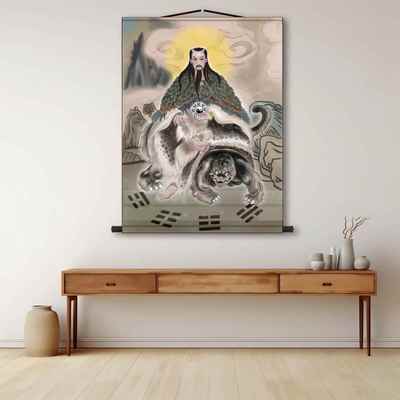 99.9cm三神造像画伏羲八卦像挂画家拜高清伏羲皇卷装饰挂画