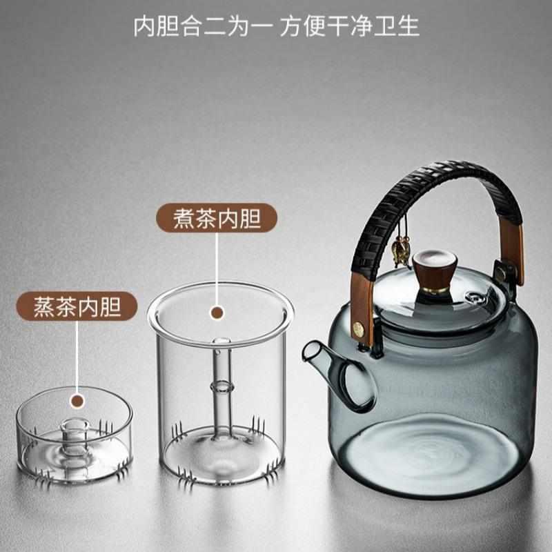 高硼硅耐热玻璃煮茶壶 家用耐高温蒸茶器 大容量带过滤内胆泡茶壶