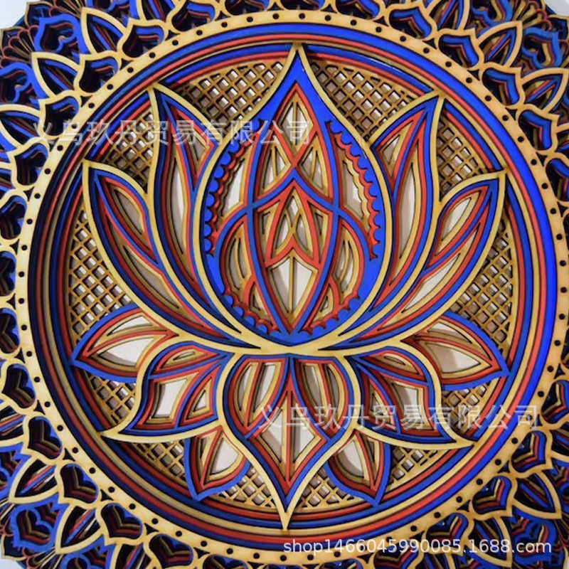 Lotus Flower Wooden Mandala-Art Wall 莲花木质曼陀罗艺术墙饰