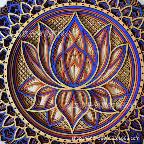 Lotus Flower Wooden Mandala-Art Wall 莲花木质曼陀罗艺术墙饰