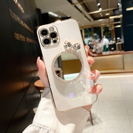 倚楼气质蝴蝶结补妆镜适用iphone154pro苹果13promax手机壳12电镀11软x全包，xs硅胶xr女简约防摔保护套