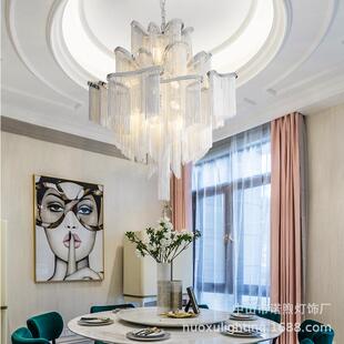 后现代复式楼大吊灯客厅轻奢别墅中空挑高loft公寓艺术楼梯流苏灯