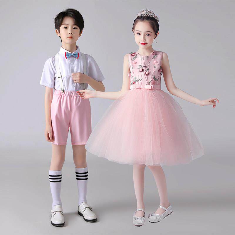 六一儿童大合唱演出服中小学生主持人礼服套装幼儿园男女童表演服