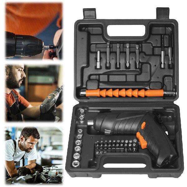 Cordless Screwdriver with Rotating Handle LED Light