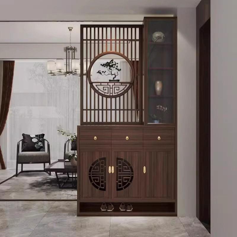 新款中式实木屏风柜隔断进门大厅客厅玄关柜餐厅遮挡置物架座屏