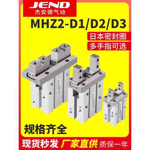 气动手指气缸平行夹爪MHZ2-10/16/25/32/40D1/D2/D3侧面螺纹JEND