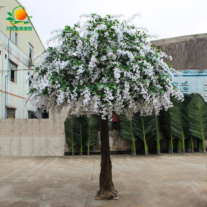 天昆仿真勒杜鹃花树玻璃钢假树婚庆装饰绢布假花厂家直销豆花树