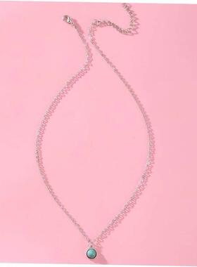 Vintage Turquoise Pendant Necklace Card Necklace female项炼