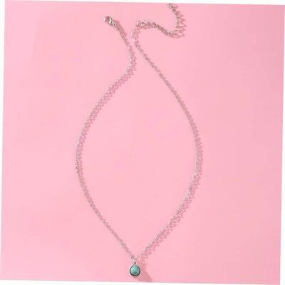 Vintage Turquoise Pendant Necklace Card Necklace female项炼