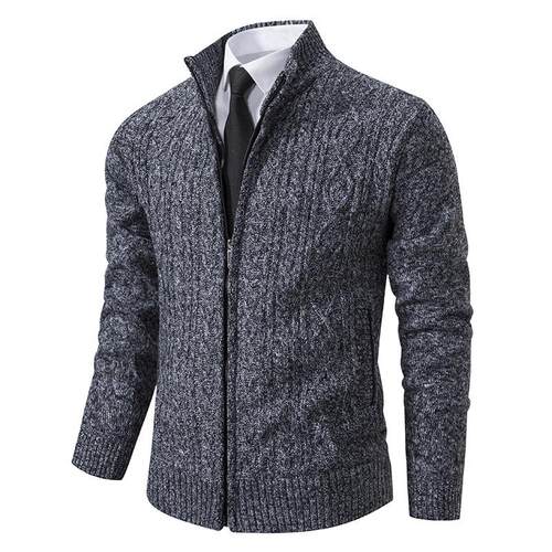 Men's cardigan sweater jacket men's stand up collar