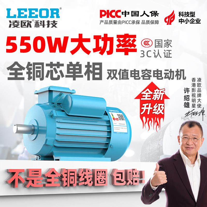 550W单相电机220V两相0.55KW千瓦家用电全铜异步马达马达小型