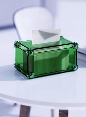 客厅茶几LLE意克力透明抽创纸盒极简面酒店餐厅桌餐亚巾纸收纳盒