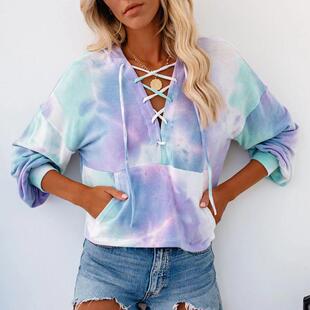 long with sleeved strap drawstring hooded Printed