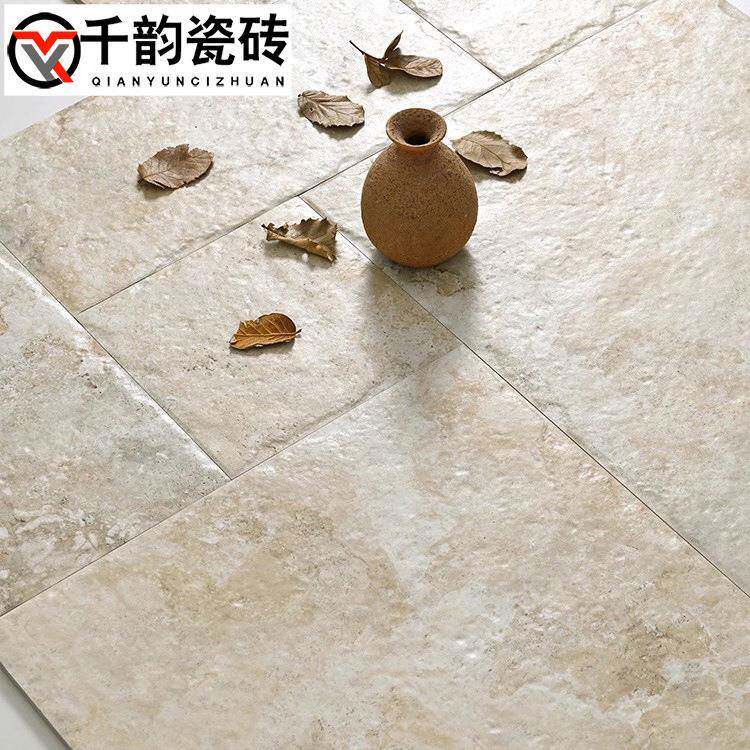 复古莱姆石瓷砖民宿别墅庭院仿古地砖客餐厅哑光防滑地砖古堡砖