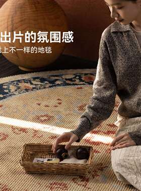 新西兰羊毛圆形地毯中古风家用客厅简约新潮氛围感2026新款