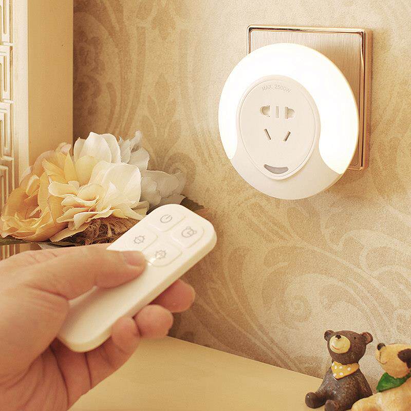 朗美科床头插电遥控小夜灯插座壁灯光控感应灯LED节能卧室喂奶灯