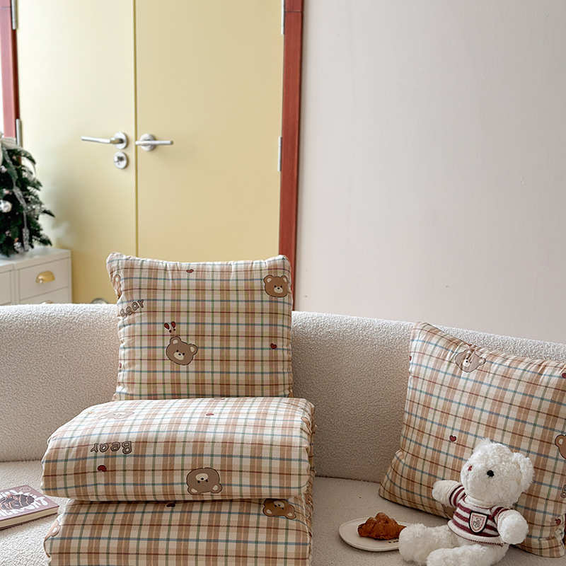 2025新款全棉口袋印花抱枕被两用二合一车载午休靠垫小被子新款