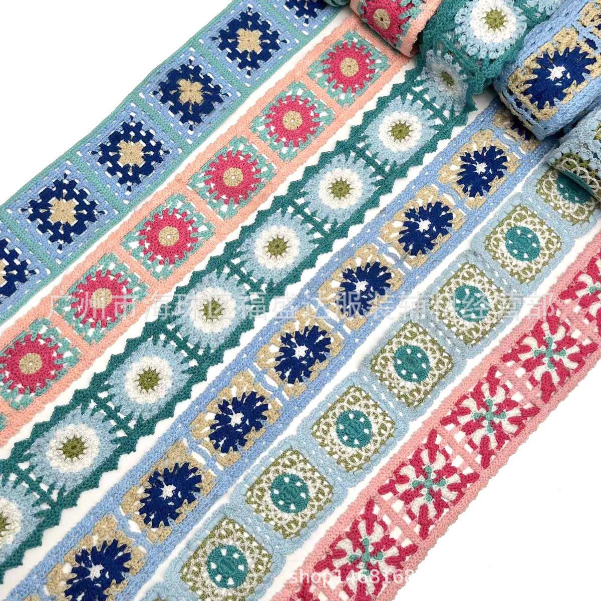 仿手钩绣条码刺绣花边 热款服饰童装装饰辅料 多色织带提花花边