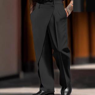 Suit pants spliced straight leg wide leg pants