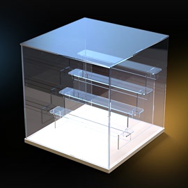 亚克力展示盒泡泡玛特，手办盲盒潮玩带阶梯，透明收纳盒多层展示架