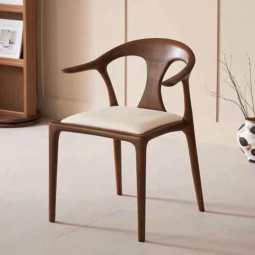 Aurora北欧实木现代椅书房餐椅家用饭厅靠背椅现代简约洽谈圆背椅