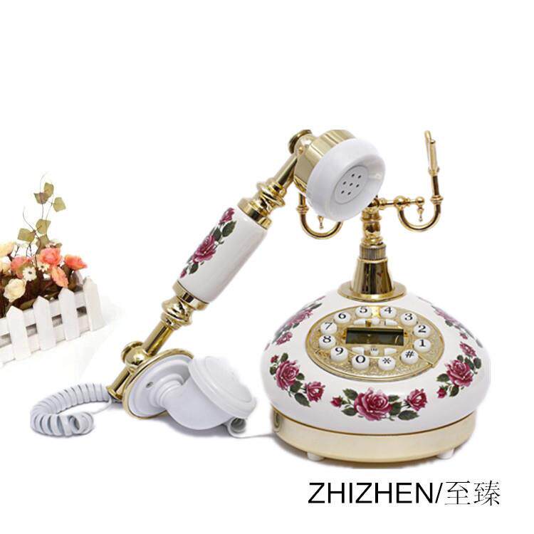 至臻陶瓷仿古电话 卧室客厅欧式田园有绳家庭固定座机 家用办公