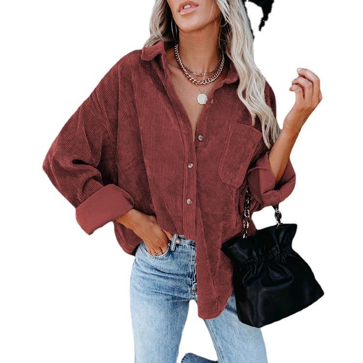 autumn corduroy jacket women overshirt shirt jackets