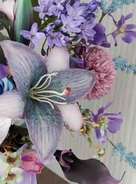 高品蓝紫色超大花束梦幻森林摆设仿真花绢花假花批发婚庆样板间会