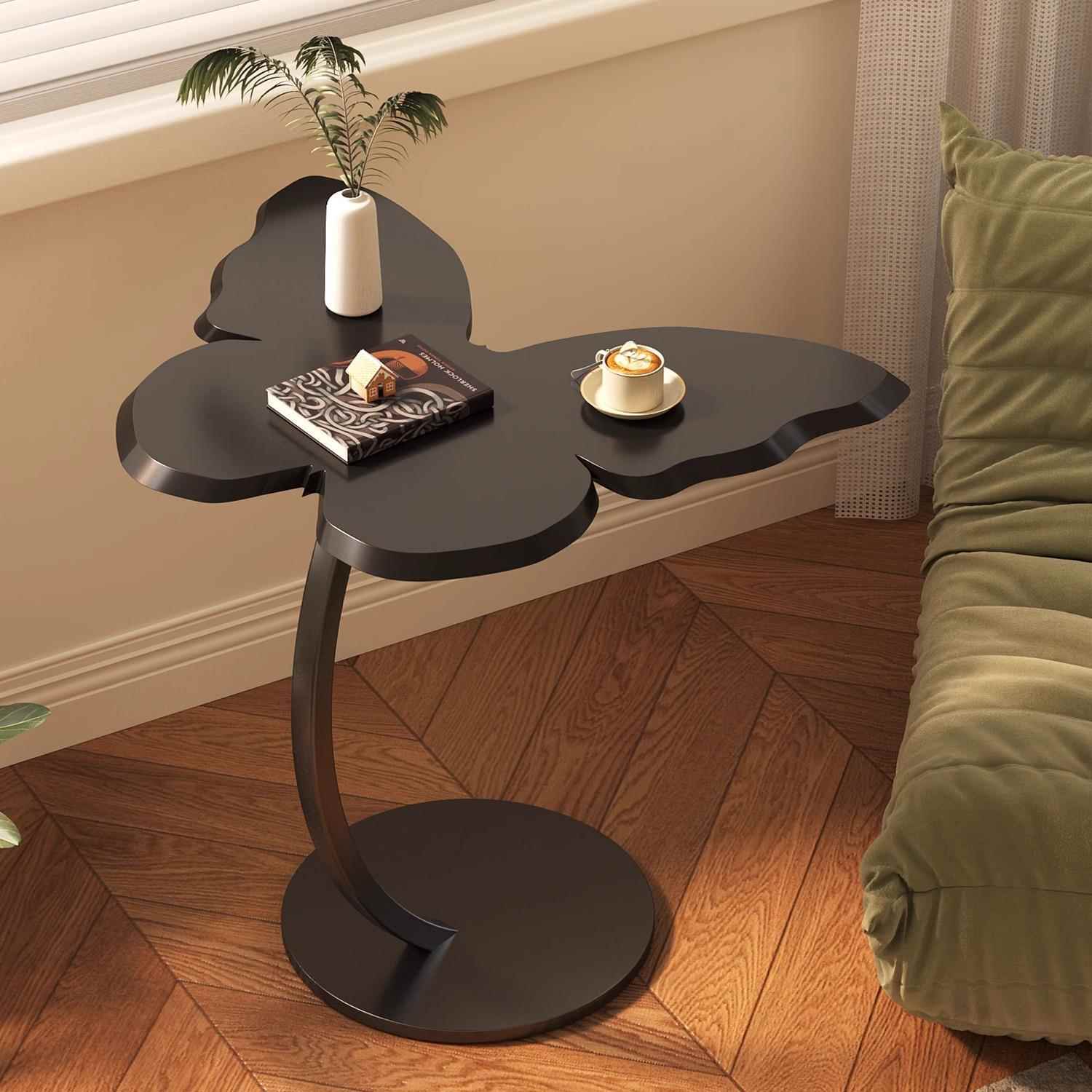 小茶几沙发边几可移动极简边桌黑色床头置物架阳台茶桌艺术感桌子