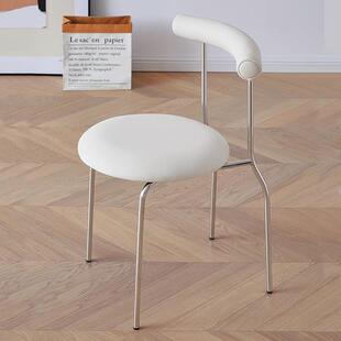 丹梵斯 餐桌椅子现代简约家用凳子靠背小型不锈钢脚轻奢高级餐椅