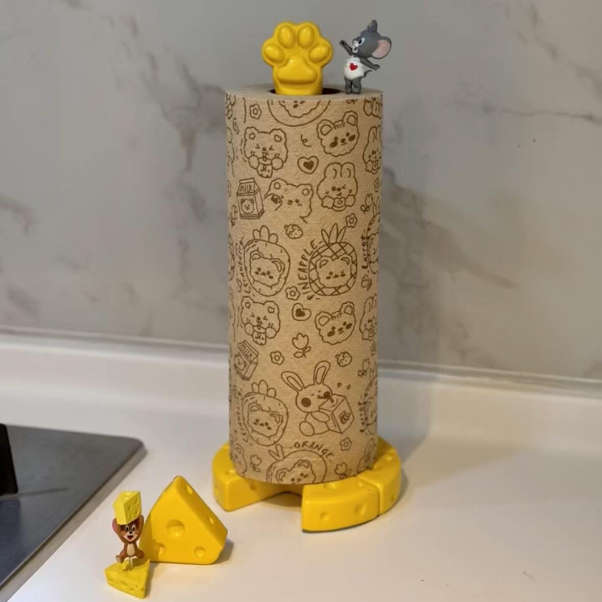 猫爪纸巾架厨房吸油纸垂直卷纸架保鲜膜架奶酪储藏架家庭装饰装饰
