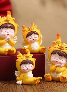 新款龙宝宝家居摆件可爱公仔生肖龙年装饰创意卡通树脂工艺品