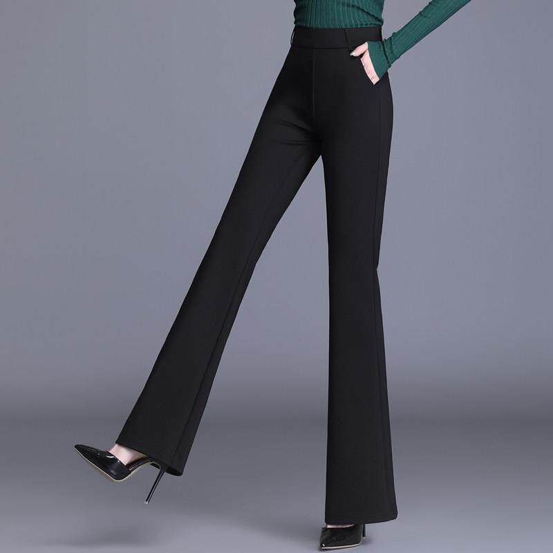 高个子微喇叭裤女2025年春秋大码高腰加长弹力中年妈妈显瘦西装裤