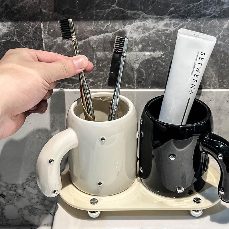 牙刷牙膏置物架创意ins卫生间洗漱套装情侣家用刷牙杯牙具收纳架