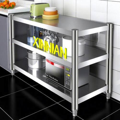 德国不锈钢厨房置物架落地多层加厚微波炉储物货架家用整体橱柜收