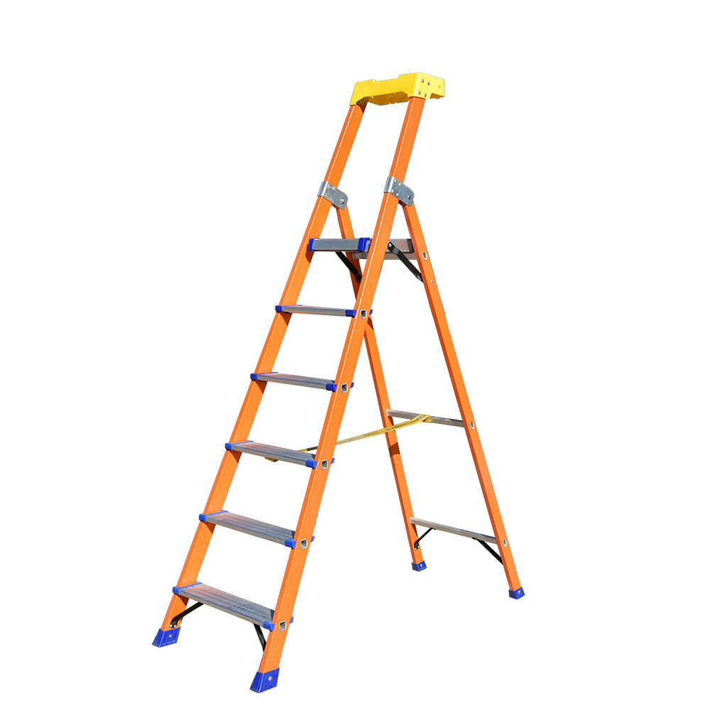 电工绝缘梯人字玻璃钢纤维平台梯扶手围栏高压绝缘凳防护网折叠梯