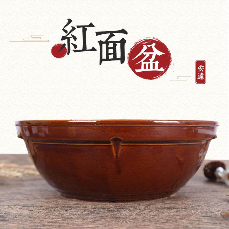 陶瓷老式大号盆子带盖和面瓦盆和面盆土陶带盖厨房盆家用活面瓷盆