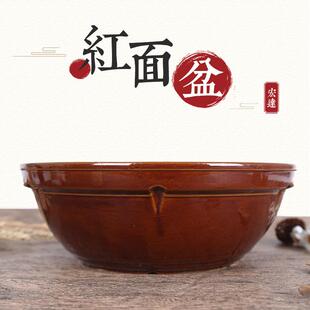 陶瓷老式大号盆子带盖和面瓦盆和面盆土陶带盖厨房盆家用活面瓷盆