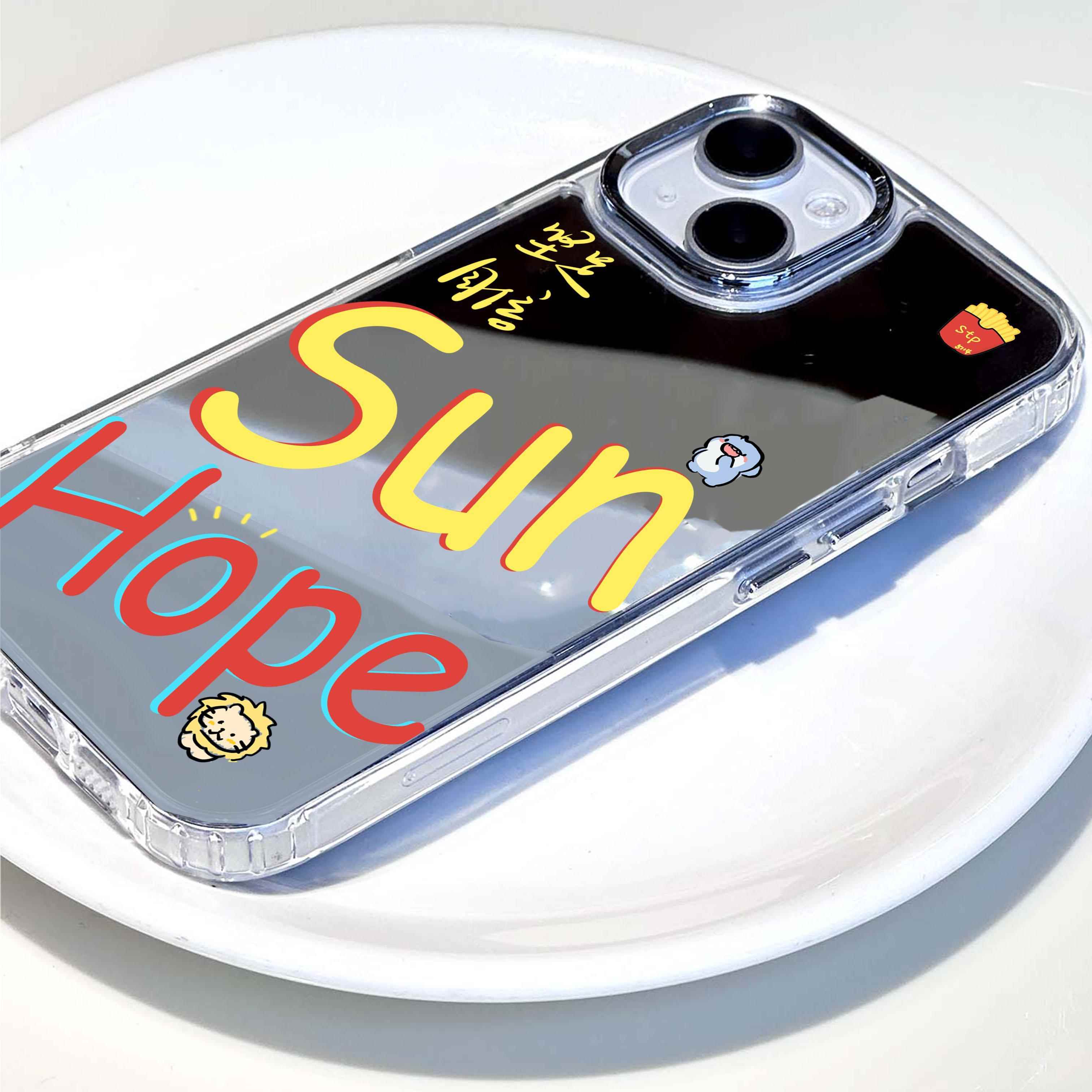原创莎头cp镜面壳SUNHOPE涂鸦壳防摔软壳孙颖莎王楚钦周边适用iphone16pro小米13华为mate60P70vivoX100
