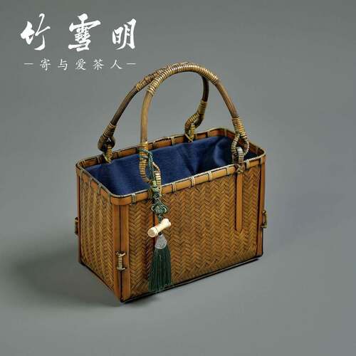 竹雪明|手工竹编旗袍汉服百搭竹编包复古国风女包茶道文艺收纳包