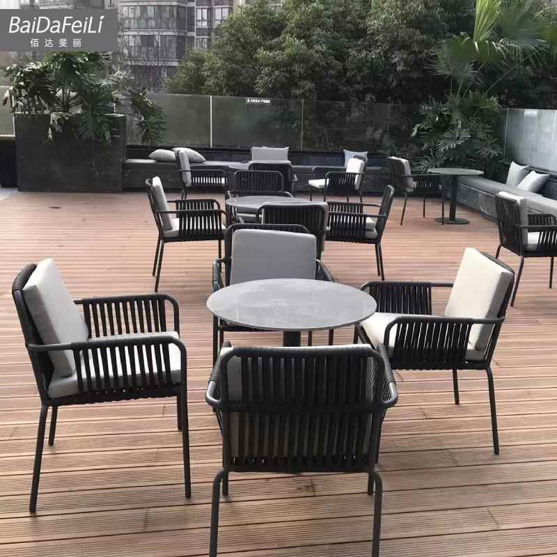 样户外桌椅高端高端餐桌藤椅庭院花园别墅板设房桌计师家具露台休