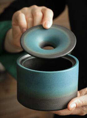 大海之蓝烟海蓝创意烟防灰缸茶渣缸涧水功夫茶茶具道配件风烟灰缸