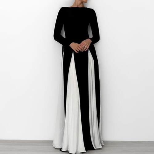 Evening gown long sleeved women's dress long skirt