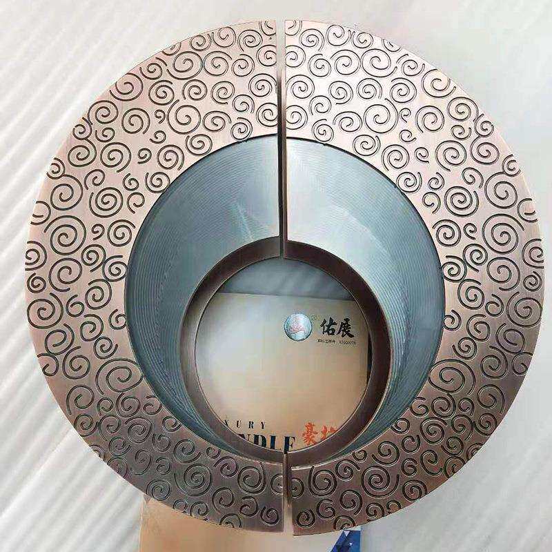 新中式半圆形大门拉手铝板雕刻浮雕推拉门把手酒店实木玻璃门拉手