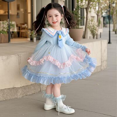 女童卡通朱迪警官学院风公主裙2026春秋款甜美女宝宝兔耳朵连衣裙